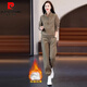 皮爾卡丹（pierre cardin）運動(dòng)服套裝加絨加厚女士衛衣2026秋冬新款休閑時(shí)尚兩件套洋氣時(shí)髦 卡其色(加絨款) M (建議100斤以?xún)?