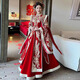 鉑朗尼奧鳳冠霞帔整套婚紗漢服鳳冠霞帔婚服重工秀禾服大碼胖MM新娘中式嫁 絲絨版海棠 XXL 均碼