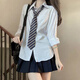 JRET日系原創(chuàng  )jk襯衫女學(xué)生韓版寬松條紋長(cháng)袖襯衣2025新款百搭顯瘦上衣 藍色條紋長(cháng)袖襯衫+藍色條紋領(lǐng)帶 L 建議106-120斤左右