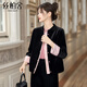 絲柏舍撞色外套2025秋裝新款女裝寬松款國風(fēng)提花單排扣上衣