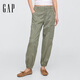 GAP女裝2025春季新款松緊腰多口袋束口長(cháng)褲舒適休閑褲美版745315 綠色 L 美碼  2XL亞洲碼170/80A
