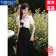 莫代爾法式氣質(zhì)V領(lǐng)連衣裙女2025夏季新款輕奢時尚感木耳邊假兩件薄款裙 高端法式公主裙 M