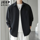 JEEP SPIRIT吉普長袖襯衫男春季潮流襯衣男士華夫格上衣外套男裝 黑色 2XL 