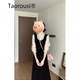 TAOROUSI假兩件針織連衣裙女春秋季新款女裝時尚氣質(zhì)百搭黑色打底裙子春天 假兩件連衣裙 S