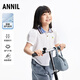 安奈兒（Annil）童裝女童翻領(lǐng)短袖POLO衫2025夏新款吸濕透氣白色時(shí)尚T恤 米白 130