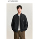 太平鳥(niǎo)男裝羽絨服美式復古冬棒球領(lǐng)防寒飛行夾克外套 黑色 XL