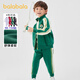 巴拉巴拉兒童運動(dòng)套裝男童女童長(cháng)袖春秋新款立領(lǐng)寶寶撞色棒球服 深綠40709 90 cm