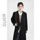 桂兒（guier）黑色西裝外套女秋季中長(cháng)款小眾高級感西服大衣 黑色 S