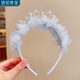 頂妃（DING FEI）女童甜美可愛(ài)發(fā)箍發(fā)飾寶寶生日頭紗發(fā)卡皇冠頭飾兒童公主超仙頭箍 藍色公主皇冠發(fā)箍 A08-301