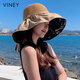 VINEY防曬帽子女2025新款夏季太陽(yáng)帽遮陽(yáng)防紫外線(xiàn)女士黑膠漁夫帽送女友 卡其色
