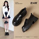 ZHR樂福鞋女2025新款英倫風(fēng)厚底增高黑色jk小皮鞋復(fù)古簡約一腳蹬單鞋 黑色 37