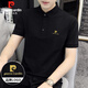 皮爾卡丹（pierre cardin）短袖男夏季商務poloT恤男士寬松休閑透氣上衣服男裝 黑色 3XL