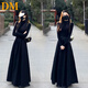 DALEY MODE赫本風(fēng)黑色半高領(lǐng)長(zhǎng)袖連衣裙女2025新款春夏秋高級(jí)感內(nèi)搭打底長(zhǎng)裙 黑色 L