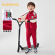 巴拉巴拉兒童運動(dòng)套裝男童女童長(cháng)袖春秋新款立領(lǐng)寶寶撞色棒球服 中國紅60606 110 cm
