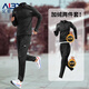 艾倫伯頓冬季馬拉松跑步運動(dòng)套裝男保暖戶(hù)外專(zhuān)業(yè)訓練服冬天晨跑速干衣健身 保暖兩件套-黑色 XL 【140-160斤】