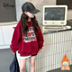 迪士尼女童加絨衛(wèi)衣2024秋冬裝新款洋氣兒童加厚打底衫小女孩圓領(lǐng)上衣 紅色 130