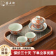 薈云軒?kù)柤t龍紋三才蓋碗茶具一壺三杯茶杯茶盤(pán)家用陶瓷功夫茶具泡茶器 礬紅·五龍紋馬蹄蓋碗小套組