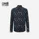 CAVALLI CLASS輕奢男裝長(zhǎng)袖襯衣時(shí)尚印花男士長(zhǎng)袖襯衫 黑色 50