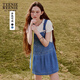 Teenie Weenie小熊連衣裙女2025年夏季新款學(xué)院風活力牛仔背帶裙短裙女 淺藍色 M