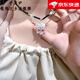 千足尹S999足銀平安鎖項(xiàng)鏈女長命鎖包吊墜銀鎖骨鏈生日禮物送女友禮物 銀鎖+招財(cái)納福黑繩編織可調(diào)節(jié)