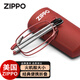 ZIPPO美國折疊打火機(jī)便攜老花鏡進(jìn)口鏡片超輕高清防藍(lán)光男女 紅150度