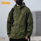 吉普（JEEP）美國正品Jeep高端美式潮牌夾克上衣男士春秋戶(hù)外運動(dòng)連帽工裝外套 軍綠色 【官方正品】 XL 推薦135-150斤