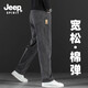 JEEP SPIRIT吉普牛仔褲男士春秋季新款寬松棉彈直筒褲男高端加絨加厚休閑長褲 尼納灰 常規(guī) 28