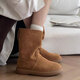 蜜凡蘇平底翻毛女靴馬丁靴女英倫復古皮圓頭中筒長(cháng)靴機車(chē)靴短靴兩穿靴 棕色升級版 35