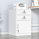 渝兵文件柜鐵皮柜辦公家具矮柜抽屜辦公室柜子帶鎖床頭柜桌下活動(dòng)柜 65高  二斗一門(mén)白色