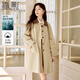 香影英倫學(xué)院風(fēng)卡其色風(fēng)衣女2026春季新款撞色翻領(lǐng)中長(cháng)款休閑外套 卡其色 S