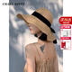 CHALL KITTY防曬帽子女夏季防紫外線遮陽帽女士草帽顯臉小海邊沙灘太陽帽涼帽 駝色-高端品牌禮盒裝高檔高級感