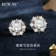 BOEAY璀璨雪花純銀耳釘女士莫桑鉆石耳環(huán)女士送老婆生日禮物女生送老婆 璀璨雪花耳釘