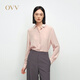 OVV【重磅真絲】2025春夏新款女裝18MM雙縐長(cháng)袖休閑襯衫 裸粉 L