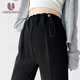 孕尚孕婦褲外穿2026春秋新款垂順西裝褲抽繩無(wú)托腹直筒休閑打底煙管褲 黑色 L