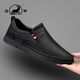 公羊皮鞋男商務(wù)休閑鞋子男樂(lè )福鞋真皮男鞋一腳蹬駕車(chē)鞋 黑色 40 
