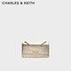 CHARLES&KEITH金屬扣鏈條斜挎單肩國王包小方包包女包情人節禮物CK2-20840579 CK2-20840579-1Gold金色 中包