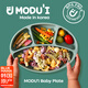 MODU'I嬰兒餐盤(pán)modui進(jìn)口寶寶餐盤(pán)分格餐盤(pán)帶吸盤(pán)ins硅膠輔食碗兒童餐具 薄荷色