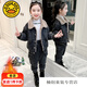 G.DUCKKIDS女童套裝新款兒童加絨加厚牛仔運動(dòng)兩件套中大童3-12歲小女孩衣服 卡其色加絨牛仔套裝 140