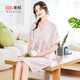 美標送禮物6A級短袖真絲睡裙女春夏睡衣100%桑蠶絲綢公主蕾絲家居服 花香粉 2XL (175/96A)