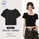 JEANSWEST CLUB真維斯方領短袖T恤女短款ins緊身夏季2025新款露臍顯瘦辣妹上衣