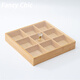 FANCYCHIC九宮格水果盤(pán)帶蓋古風(fēng)圍爐煮茶飾品干果托盤(pán)木制復古桌面 九格有蓋 竹木