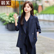 晨芙職業(yè)西裝套裝女氣質(zhì)女神范主持人正裝休閑西服馬甲經(jīng)理通勤工作服 深藍外套+西褲 L 建議100-110斤