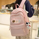 好奇貓書(shū)包女初中生高顏值ins可愛(ài)刺繡大容量雙肩包高中大學(xué)生電腦背包 粉色【帶帕恰狗掛件】
