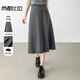尚都比拉【百變通勤】格雷系職場(chǎng)通勤顯瘦自然腰中長(cháng)A字百褶裙 灰色 M