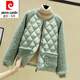 皮爾卡丹（pierre cardin）輕薄棉服女短款23新款韓版寬松仿羊羔毛拼接棉衣小棉襖冬季外套 F05綠色 保暖 加厚 M 90-110斤