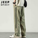 JEEP SPIRIT吉普美式高街休閑褲男夏季薄款速干褲子寬松闊腿長(zhǎng)褲 淺綠 XL 