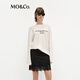 MO&Co.麻T恤2025春新品含亞麻水墨印花繡花描邊長袖MBE1TEE008 本白色 M 165
