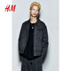H&M男裝夾克2025秋季新款哈靈頓夾克寬松拉鏈長(zhǎng)袖牛仔外套1265247 深牛仔灰 M 175/100