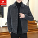 皮爾卡丹（pierre cardin）加厚千鳥(niǎo)格子短款加絨毛呢夾克男士秋冬季中年商務(wù)爸爸男裝外套 灰色 厚款 常規 2XL + 建議體重135-148