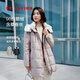 EP雅瑩含桑蠶絲緞面羽絨服女  連帽中長(cháng)款鵝絨服 商場(chǎng)同款Y902A 卡其色 M